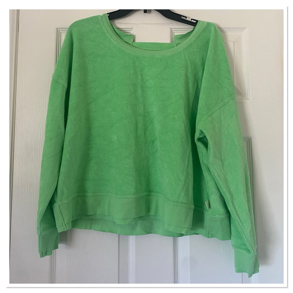 JoyLab Women’s Terry Cloth Open Back Pullover Relaxed Fit Sweatshirt Joylab NWT - Picture 2 of 4